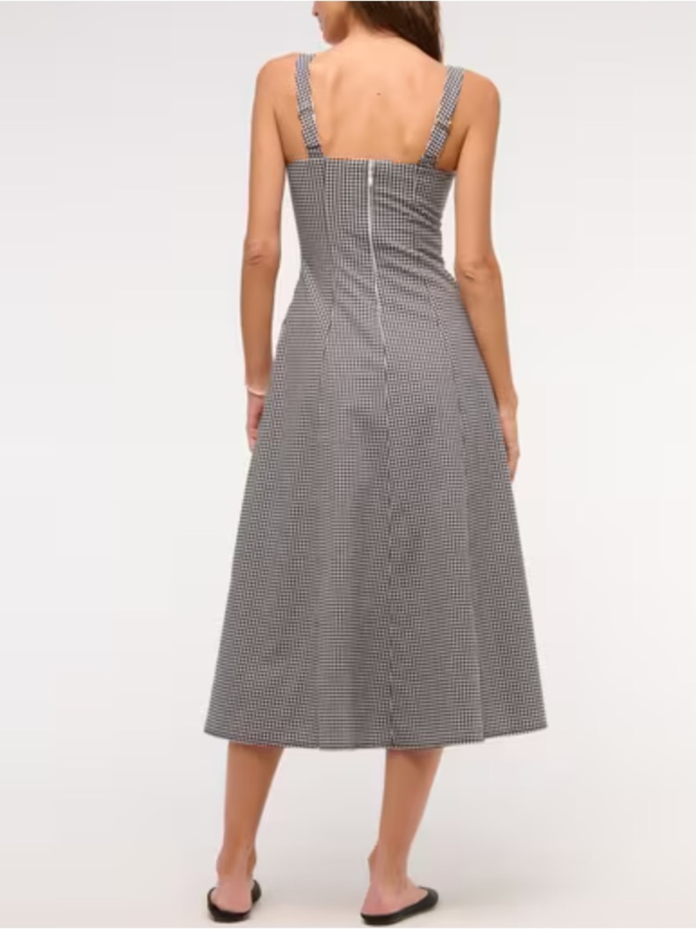 Abercrombie & Fitch Mila Stretch Midi Dress in Black White Gingham XXLP $110 - Picture 3 of 15